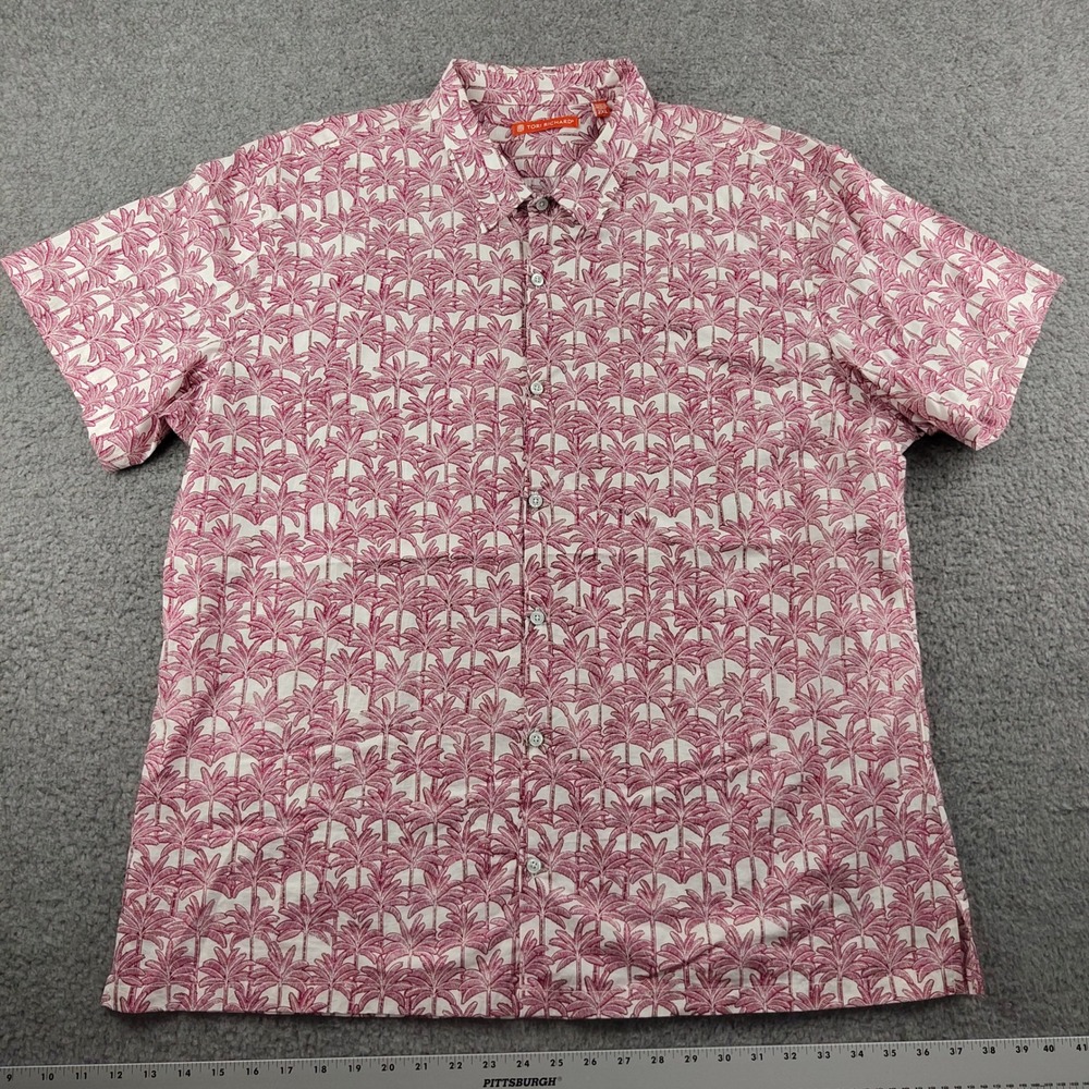 Tori Richard Button Up Shirt Mens 2XL Palm Tree Print Cotton Hawaiian EUC